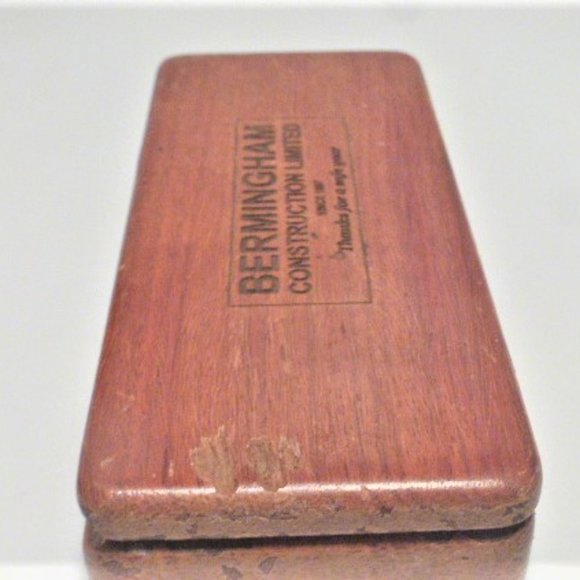 Antique WOOD BOX Berminghan Construction Ltd. Vintage Wood Box Storage Box - Picture 4 of 5